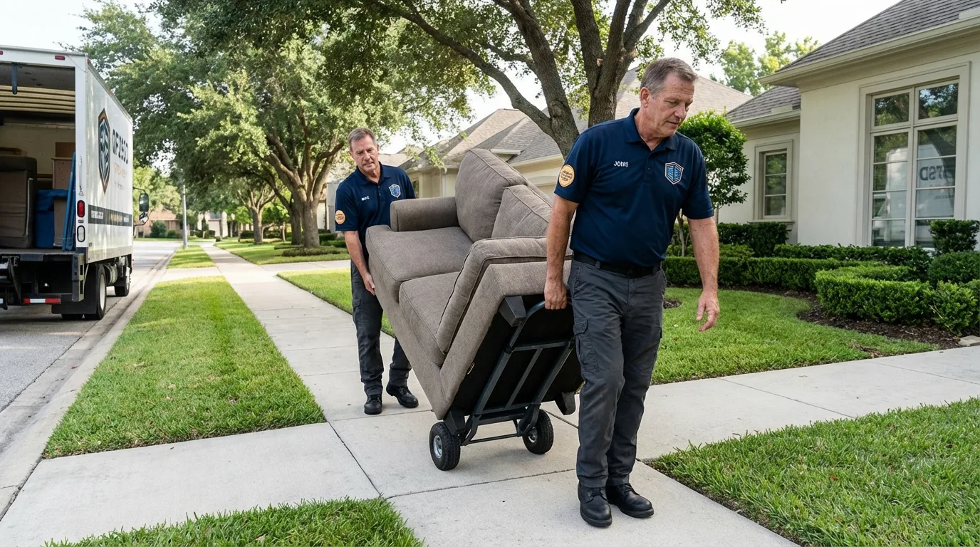 Local residential moving crew loading furniture in Britt, IA